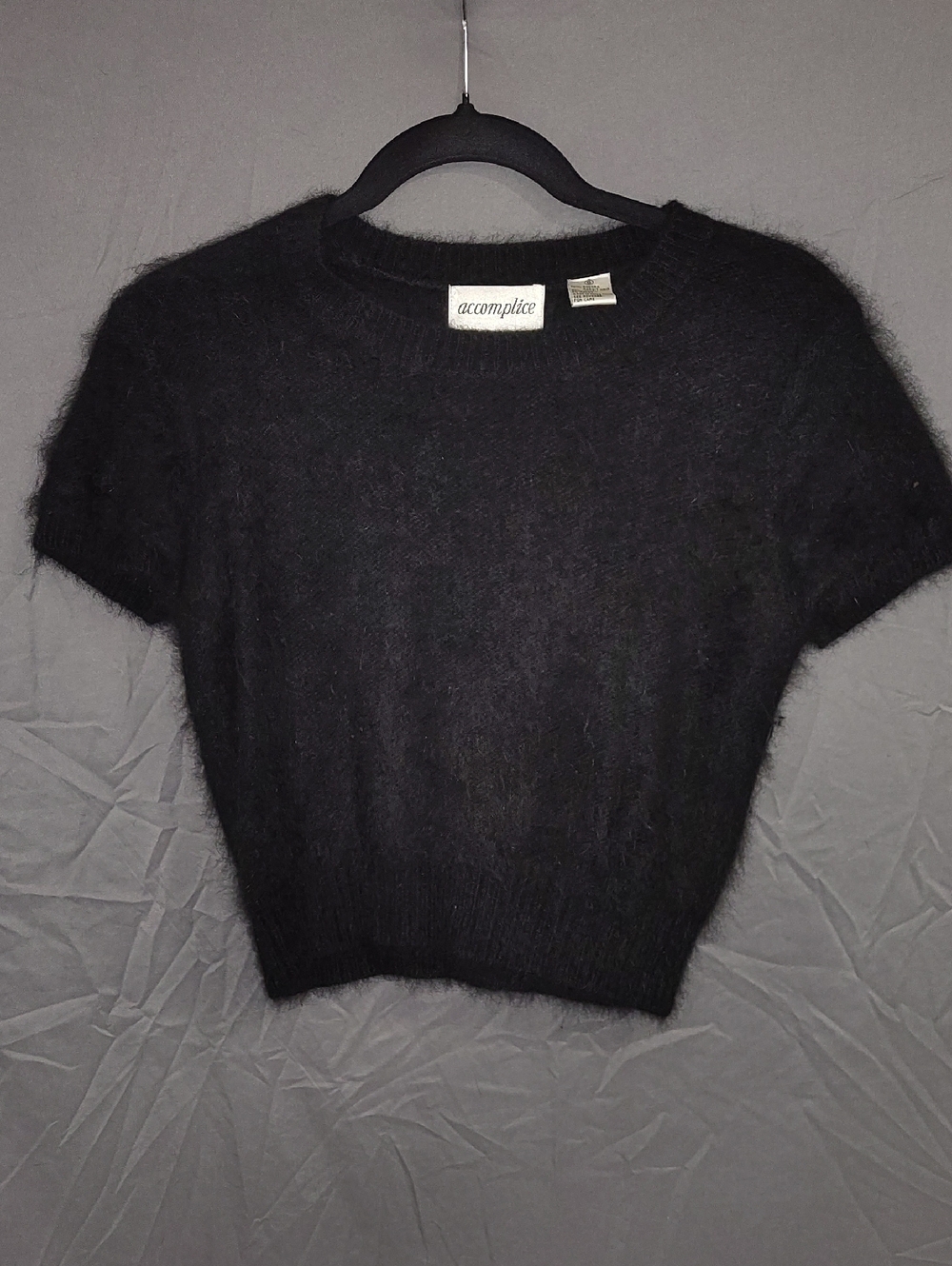✨Vintage✨ Accomplice Black Angora Rabbit Hair Cropped Sweater